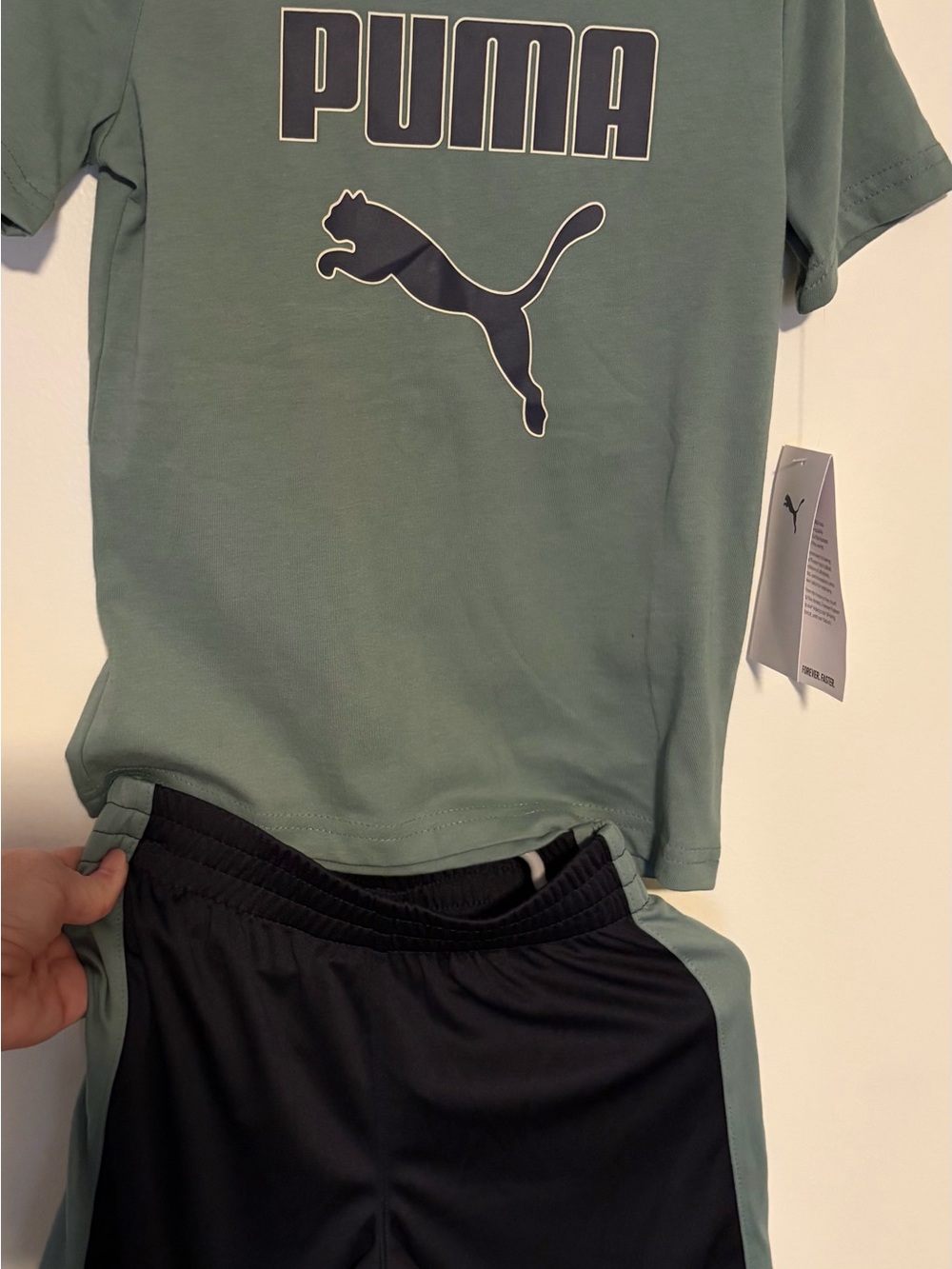 Puma Kids Gray and Black Logo Matching Set